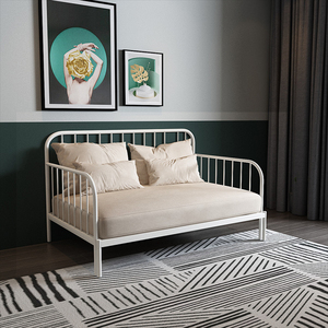 新款北欧铁艺沙发床沙发单人两用多功能小户型双人两用坐睡床可折
