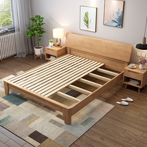 实木床现代简约18出租房双人床主卧15米家用经济型单人床床架欧式