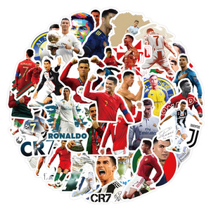 50张欧洲杯足球明星C罗人物涂鸦贴纸汽车行李箱水杯防水贴纸装饰