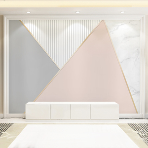 3D立体几何大理石电视背景墙布粉色卧室壁纸简约现代北欧客厅壁布