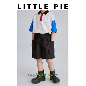 LittlePie 冰爽莫吉托 A类纯棉黑色短裤男女儿童夏季薄款运动裤子