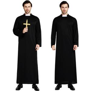 万圣节服装 化妆舞会服装 男款牧师长袍 神父教父传教士修士服装