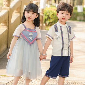 民族服装儿童夏季短袖男女童名族风幼儿园园服云南傣族六一演出服