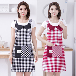 2022新款韩版女时尚可爱棉布坎肩围裙家用厨房做饭透气围腰罩衣夏