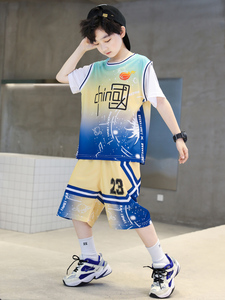 安踏kids男童套装夏装2023新款夏季速干运动篮球服男孩酷帅中大童