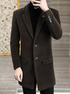 西装领中长款毛呢大衣男士冬季加厚羊毛尼子风衣修身韩版高档外套