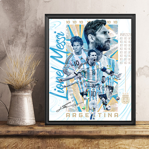 世界杯阿根廷梅西海报相框摆件足球礼品装饰画挂画纪念品周边手办