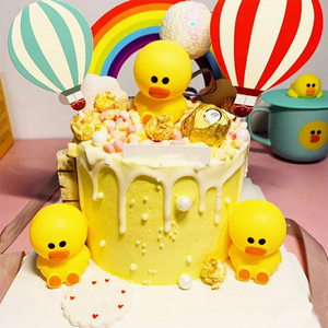 小黄鸭蛋糕装饰摆件熊出没兔汪汪队海底小纵队烘焙甜品台生日插件