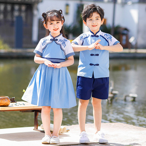 夏季国学汉服套装男女学生民族风校服幼儿园园服中国风表演班服。