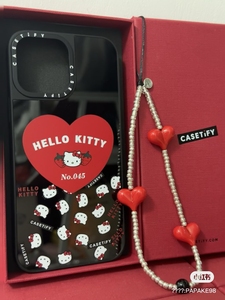 CASETi联名HelloKitty爱心凯蒂KT猫15Pro适用iPhone14ProMax苹果13卡通手机壳12全包镜面磁吸防摔保护套女