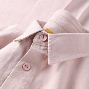 「夏日芝芝白桃」淡粉色纯棉短袖衬衫女温柔风豆沙粉半袖开衫外套