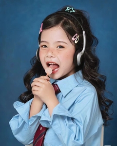 儿童摄影服装美式证件照主题时尚写真男童女宝衬衫+领带影楼拍照