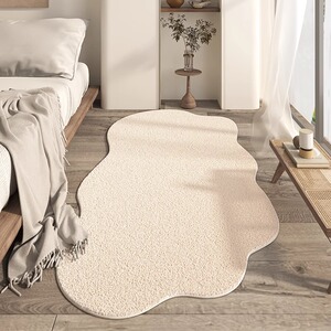 日式侘寂风异形长条不规则地垫云朵床边毯卧室极简轻奢高级感地毯