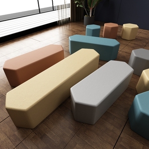 北欧极简科技布沙发凳长方形客厅靠墙长凳组合矮凳造型商场休息区
