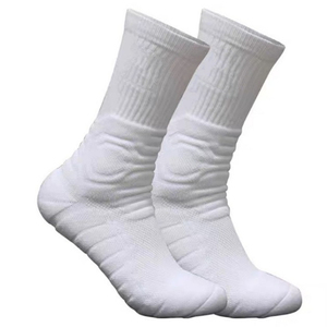 4双纯白色篮球袜加厚男子实战运动吸汗精英休闲球袜中长筒毛巾底
