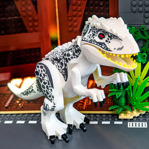 侏罗纪恐龙白色暴虐霸王龙模型拼装玩具世界礼物适用于乐高积木