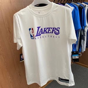NBA湖人队短袖T恤詹姆斯球员版训练热身服男子篮球运动休闲速干款