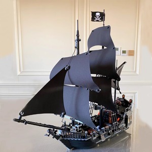 加勒比海盗船黑珍珠号帆船模型高难度巨大型拼装积木男孩儿童玩具