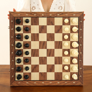 国际象棋木质折叠棋盘磁性黑白棋子中小学生培训比赛专用棋chess