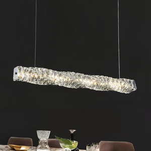 轻奢餐厅水晶吊灯艺术现代简约饭厅餐桌吧台长条奢华设计师款灯具