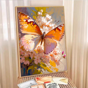 彩色蝴蝶数字填充diy油彩画高级感艺术卧室客厅挂墙装饰画