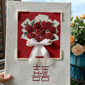 520立体玫瑰花 肌理感情人节新婚伴手礼物数字油画DIY手工填色画