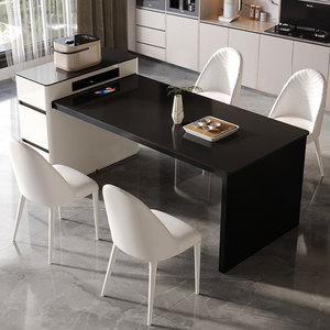 现代轻奢岛台餐桌椅岩板一体可伸缩家用小户型现代简约茶台吃饭桌