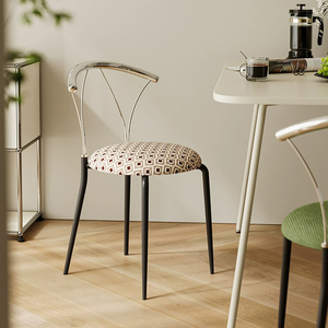 中古风餐椅现代简约化妆椅小户型北欧家用梳妆凳金属复古餐桌椅子