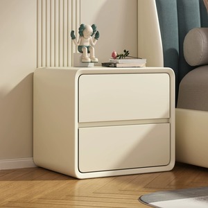 免安装 实木床头柜简约现代家用卧室床边柜白色奶油风小型储物柜