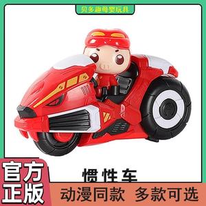 正版猪猪侠竞速小英雄儿童惯性玩具车男孩迷你小摩托生日蛋糕摆件