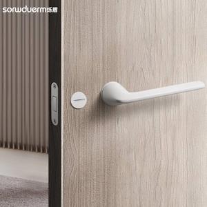烁盾意式极简门锁室内卧室磁吸静音房门锁黑色生态门锁现代木门锁