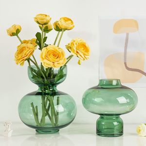 后现代简约欧式葫芦玻璃花瓶水养透明水培创意客厅餐桌圆大插花器