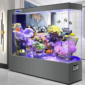 2024新款超白玻璃懒人免换水客厅中大型落地自循环生态水族箱鱼缸