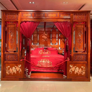 新中式实木雕花架子床明清仿古典千工拔步床中床古代宫廷床踏步床