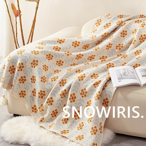 新 春夏休闲毯简约现代沙发装饰毯盖毯三色提花工艺空调毯北欧ins