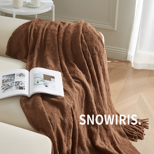 纯色针织毛毯客厅沙发毯子民宿样板间装饰割绒工艺四季可用床尾巾