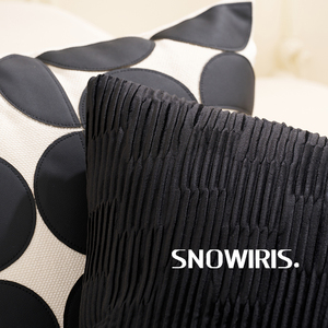 现代简约风抱枕黑色拼接轻奢高级感枕套客厅沙发装饰靠垫家用腰靠