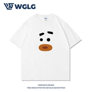WGLG Studio个性表情情侣卡通潮牌短袖上衣男夏季纯棉230克T恤男
