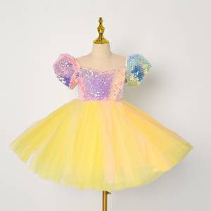新款六一儿童蓬蓬裙演出服可爱幼儿园舞蹈服装表演公主裙亮片纱裙
