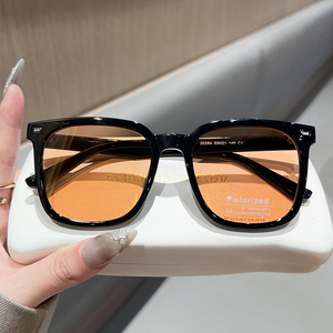 黑框橘色墨镜女款高级感可配近视有度数眼睛偏光防紫外线太阳眼镜