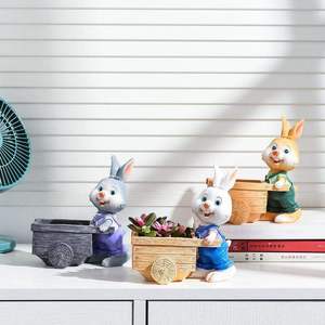 小动物造型树脂韩版卡通创意花盆可爱小兔子多肉植物绿植桌摆超萌