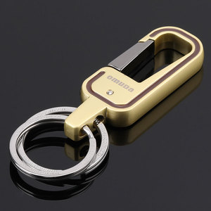 欧美达男士汽车钥匙扣金属腰挂商务精致锁匙扣双环钥匙链挂件礼品