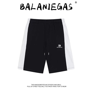 Balaniegas B家24新款立体刺绣logo宽松运动短裤拼接元素设计潮巴