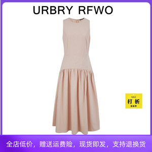 UR UX女装2024夏季新款时尚甜美风打褶拼接修身无袖连衣裙 740081