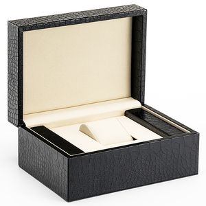 高档手表盒展示盒黑鳄鱼皮纹手表盒收纳盒单个定制logo首饰包装盒