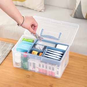 医药箱家用常备药透明收纳箱急救包药物分格医疗箱家庭药品收纳盒