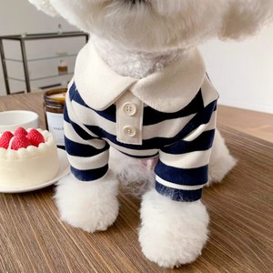 日本进口MUJIE条纹POLO衫小狗狗衣服秋装泰迪比熊小型犬宠物猫咪