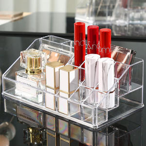 化妆品口红收纳盒置物架梯形透明亚克力指甲油展示架防尘桌面16格
