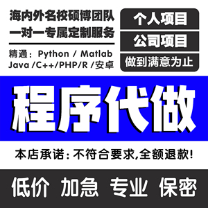 计算机程序python代码设计Java代写 c代做R语言接单php安卓代编写