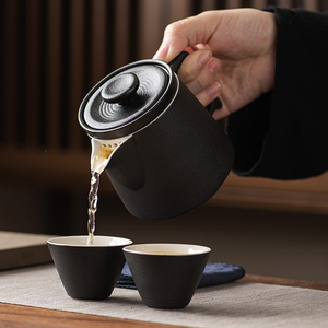 陶瓷大号茶水分离带内胆盖碗茶杯套装主人杯家用办公功夫茶具黑陶